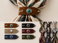 Ferma foulard in pelle, camoscio