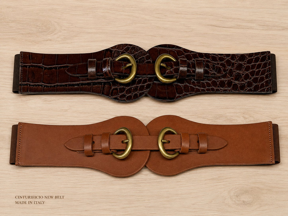 Cintura in pelle con elastico